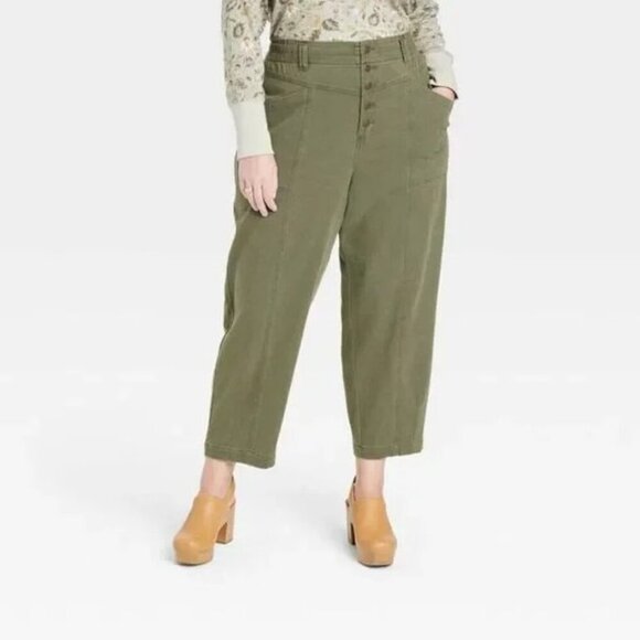 Women's Small High Rise Tapered Fit Ankle Pants - Knox Rose Olive Green - Picture 4 of 11